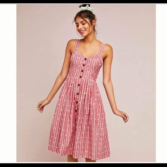 Anthropologie Red and White Striped Dress - Picture 2 of 6